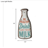 Vintage Led Wall Mounted Light: Red Coffee Cup/White Milk Bottle Signage Night Lamp With Iron Shade