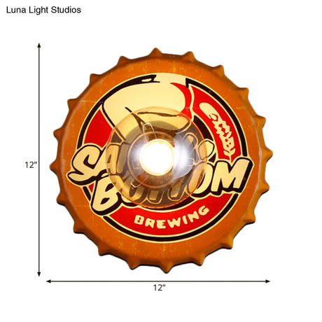Vintage Led Wall Sconce: Bottle Cap Shape Metal Light For Restaurant Bar