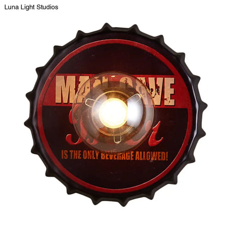Vintage Led Wall Sconce: Bottle Cap Shape Metal Light For Restaurant Bar