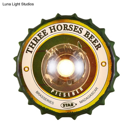 Vintage Led Wall Sconce: Bottle Cap Shape Metal Light For Restaurant Bar