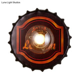 Vintage Led Wall Sconce: Bottle Cap Shape Metal Light For Restaurant Bar