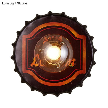 Vintage Led Wall Sconce: Bottle Cap Shape Metal Light For Restaurant Bar