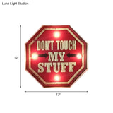 Vintage Led Wall Sconce Light With Iron Shade And Red Warning Signboard Night Lamp