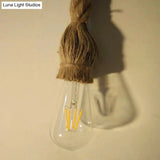 Vintage Linen Rope Pendant Lamp With 1 Light For Dining Room Décor