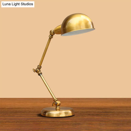 Vintage Loft Metallic Adjustable Desk Lamp - Gold Dome Shade For Bedroom