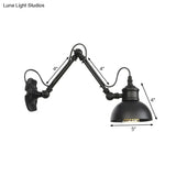 Vintage Matte Black Iron Wall Mount Reading Light With Swing Arm - 1-Bulb Task Lamp