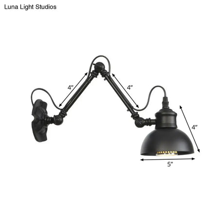 Vintage Matte Black Iron Wall Mount Reading Light With Swing Arm - 1-Bulb Task Lamp