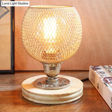 Vintage Mesh Screen Table Light With Dome Shade Rustic Metal Standing Lamp For Bedroom