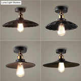 Vintage Metal 1 - Light Semi - Flush Ceiling Light - Black Shaded Kitchen Fixture
