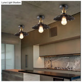 Vintage Metal 1 - Light Semi - Flush Ceiling Light - Black Shaded Kitchen Fixture