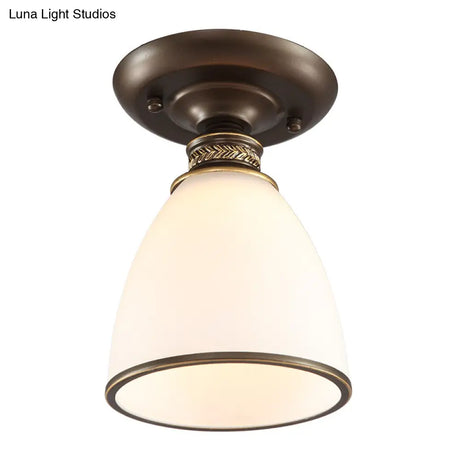 Vintage Metal 1-Light Small Stairway Semi Flush Mount Ceiling Light