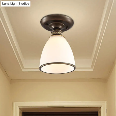 Vintage Metal 1-Light Small Stairway Semi Flush Mount Ceiling Light