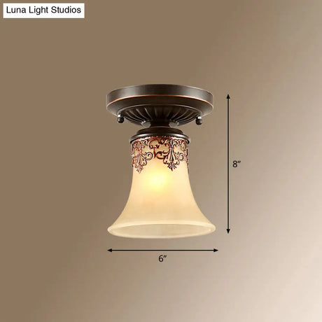 Vintage Metal 1-Light Small Stairway Semi Flush Mount Ceiling Light