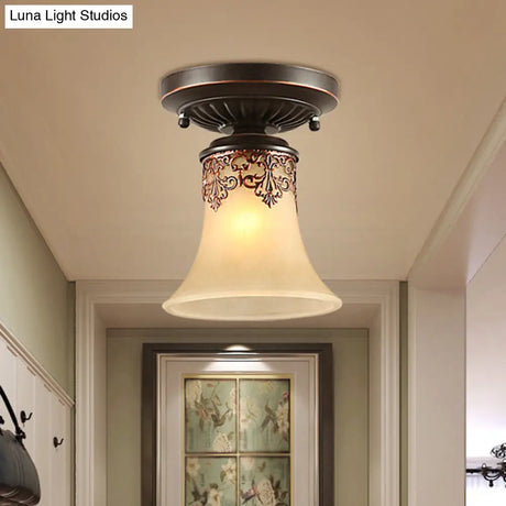 Vintage Metal 1-Light Small Stairway Semi Flush Mount Ceiling Light