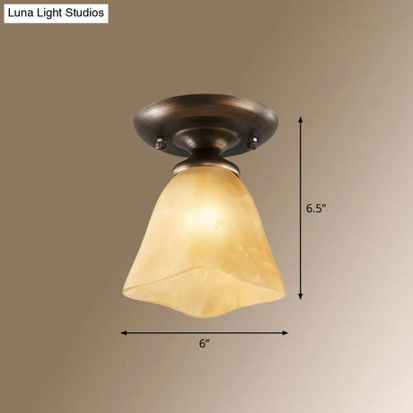 Vintage Metal 1-Light Small Stairway Semi Flush Mount Ceiling Light