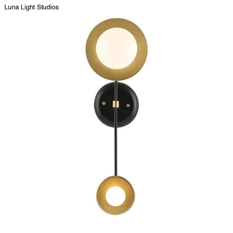 Vintage Metal 2-Light Wall Lamp With Open Bulb For Living Room Décor - Black-Gold Finish
