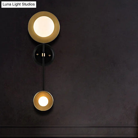 Vintage Metal 2-Light Wall Lamp With Open Bulb For Living Room Décor - Black-Gold Finish