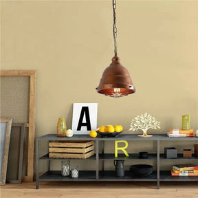 Vintage Metal Caged Ceiling Light - Rustic Dining Room Pendant Lamp Rust