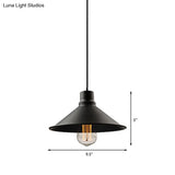Vintage Metal Conic Hanging Ceiling Light - Stylish Retro Pendant For Dining Table Black Finish