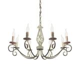 Vintage Metal Curly Arm Pendant Chandelier - 8 Bulbs Black/White/Blue Ideal For Living Room White