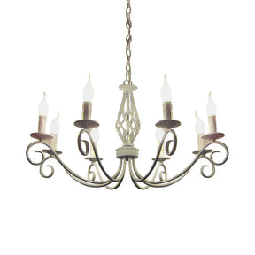 Vintage Metal Curly Arm Pendant Chandelier - 8 Bulbs Black/White/Blue Ideal For Living Room White