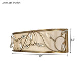 Vintage Metal Cylinder Wall Lamp Sconce With Crystal Leaf Deco In Brass Finish - 1/3-Light Lighting