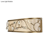 Vintage Metal Cylinder Wall Lamp Sconce With Crystal Leaf Deco In Brass Finish - 1/3-Light Lighting