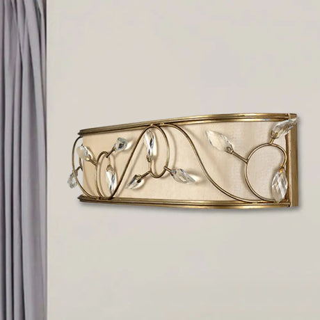 Vintage Metal Cylinder Wall Lamp Sconce With Crystal Leaf Deco In Brass Finish - 1/3-Light Lighting