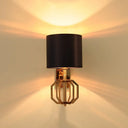 Vintage Metal Cylinder Wall Sconce With Fabric Shade- Blue Bedroom Light Fixture