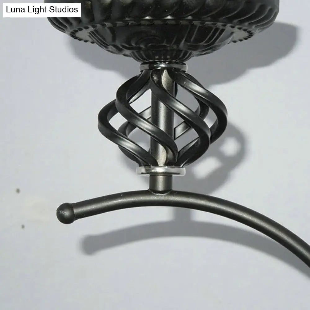 Vintage Metal Flameless Candle Ceiling Light - Circle Shape Black