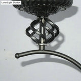Vintage Metal Flameless Candle Ceiling Light - Circle Shape Black