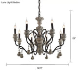 Vintage Metal Grey Chandelier Pendant Light: Elegant Restaurant Hanging Lighting