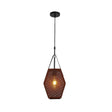 Vintage Metal Hanging Ceiling Lamp In Brown - Head Pendant Lighting With Pentagon Mesh Screen