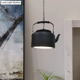 Vintage Metal Led Hanging Lamp For Teapot Restaurant - Black/Gold/Matte Black Finish