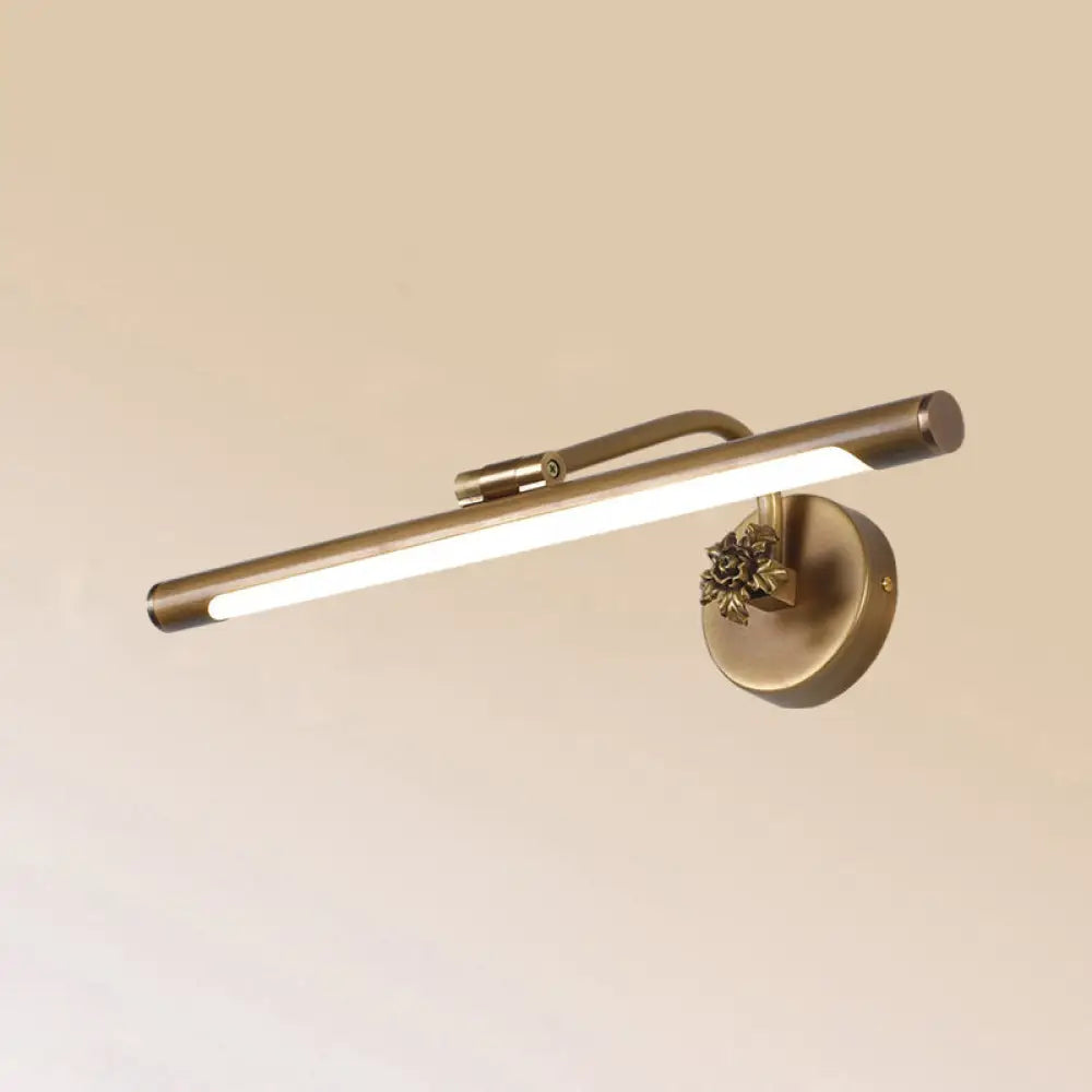 Vintage Metal Led Wall Mount Vanity Mirror Light With Adjustable Tube Brass / 18 Natural