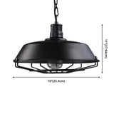 Vintage Metal Pendant Light For Commercial Use With Black Cage Shade