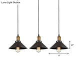 Vintage Metal Pendant Lights - Set Of 3 Cone Shades For Restaurants/Ceiling Hanging Black 1-Light