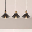 Vintage Metal Pendant Lights - Set Of 3 Cone Shades For Restaurants/Ceiling Hanging Black 1-Light