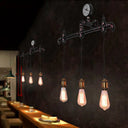 Vintage Metal Sconce Lamp With Gauge - Antique Style 3-Bulb Restaurant Wall Light In Dark Rust