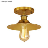 Vintage Metal Semi Flush Light With Black/Brass Flat Shade For Kitchen - 1 Bulb