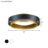 Vintage Metal Surface Ceiling Light - 2 - Circle 2 - Light Flush Mount Fixture (Black/White -