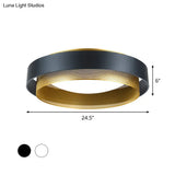 Vintage Metal Surface Ceiling Light - 2 - Circle 2 - Light Flush Mount Fixture (Black/White -