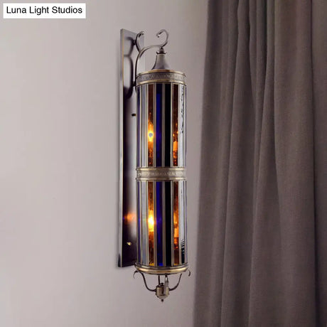 Vintage Metal Wall Sconce Lamp - Cylinder Bedroom Lighting With 6-Head Brass/Bronze Finish