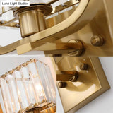 Vintage Metal Wall Sconce With Crystal Shade And Gold Finish