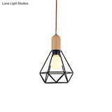 Vintage Metallic Pendant Lamp With Pear/Diamond/Gourd Cage Design - 1 Head Ceiling Hanging Light In