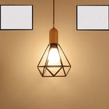 Vintage Metallic Pendant Lamp With Pear/Diamond/Gourd Cage Design - 1 Head Ceiling Hanging Light In