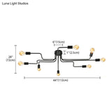 Vintage Metallic Semi Flush Light With Sputnik Design In Antique Brass/Black - Exposed Ceiling