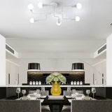 Vintage Metallic Semi Flush Light With Sputnik Design In Antique Brass/Black - Exposed Ceiling