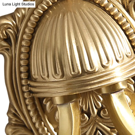 Vintage Milk Glass Brass Wall Lamp With Carved Blossom Design - 1/2-Light Sconce For Porch