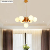 Vintage Milk Glass Chandelier Pendant Light With 7/13 Hanging Lights - Gold Finish